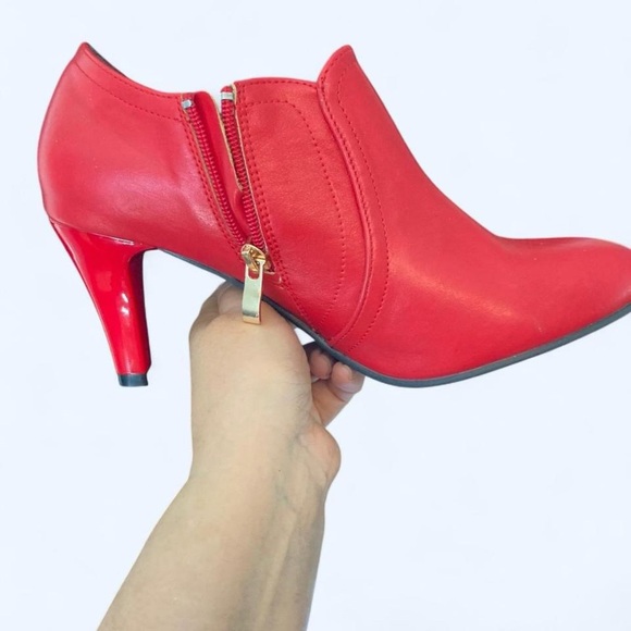 Red High Heel Ankle Boots - Picture 1 of 6